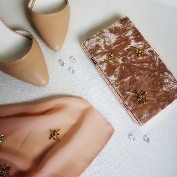 rose gold diamante clutch