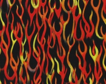 Red Orange Yellow Fire Racing Fireman Flames 100% Cotton Fabric BTY By the Yard or Half Yard Quilting Apparel w3/12