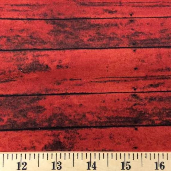 Red Barn Wood Fabric Red Wood Grain Plank Panel Board Farm Lumber Rustic Barnboard Fence Landscape Cotton Quilt Fabric by the Yard t4/16