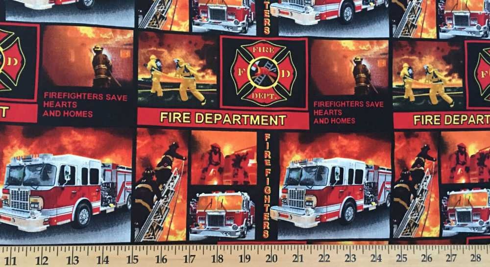 Fireman Firetruck Fabric By the Yard / Half Yard Firefighter Etsy