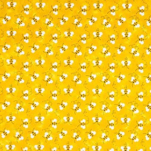 Yellow Bee Fabric - Patty Reed Charms Summer Bees Insect Fabric by the Yard, Fat Quarter Apparel Quilting Cotton Fabric w8/31