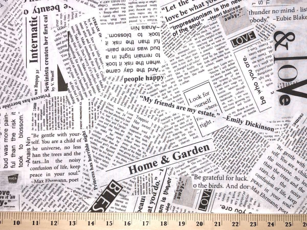 Newsprint Fabric Love Blessing News Paper Fabric Spackle Etsy