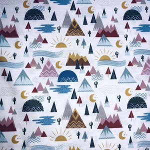 Southwest Boho Fabric Tribal Teepees Desert Cactus Mountain Camping Apparel Quilting Cotton Fabric By the Yard, Fat Quarter t4/20