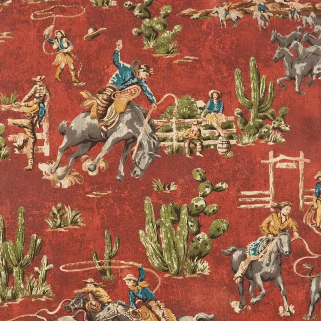 Cowboy Rodeo Fabric, Waverly Southwestern Horse Ranch Western Cowboy ...