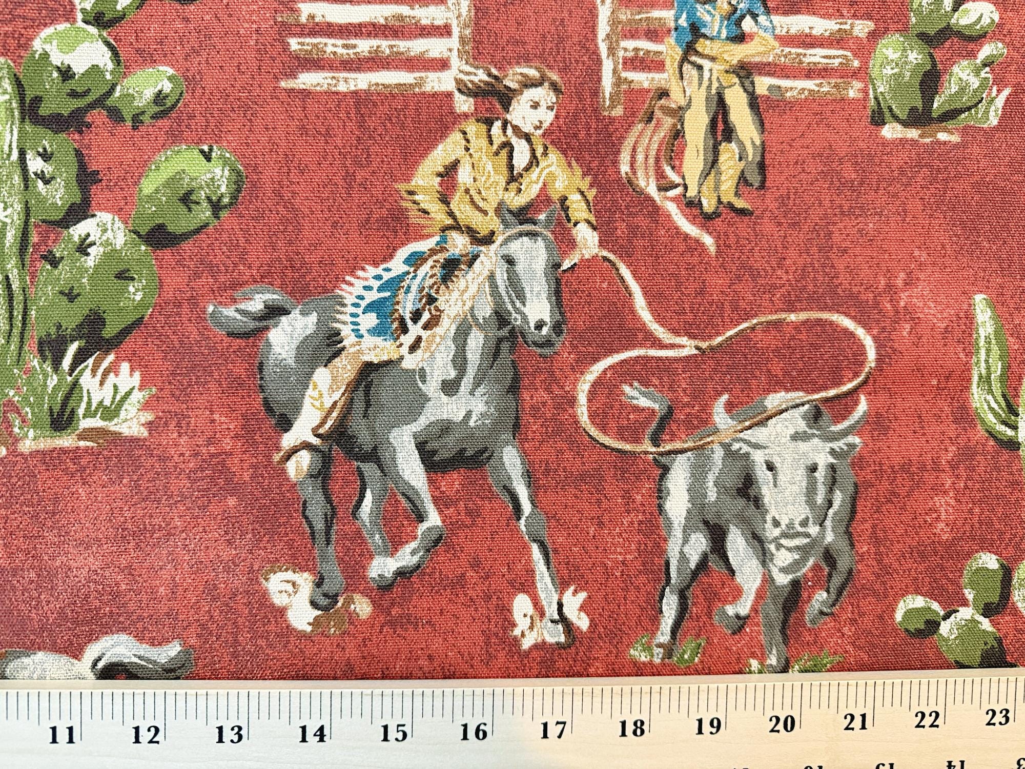 Cowboy Rodeo Fabric, Waverly Southwestern Horse Ranch Western Cowboy ...