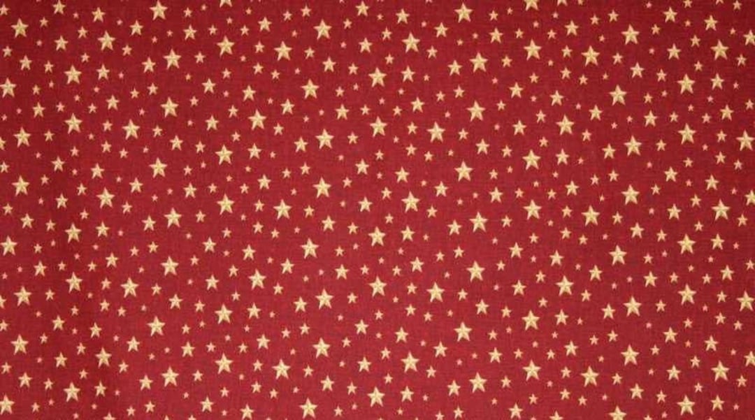 Gold Star Patriotic Fabric, Gold Stars on Red Fabric, 4th of July