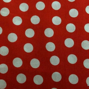 Red & White Polka Dot Fabric – Classic White Dots on Red Cotton - Vintage Style Quilting Apparel Fabric by the Yard or Half Yard