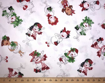 Festive Christmas Women Fabric Snowball Xmas Fabric Loralie Designs Festive Winter Ladies White Cotton Fabric