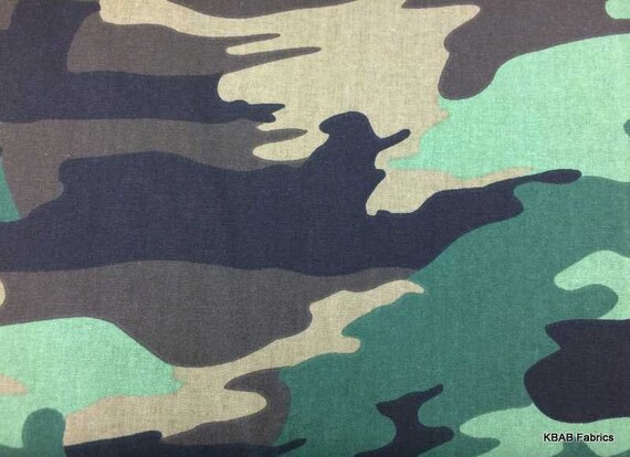 SMALL CAMO BROWN TAN GREEN BLACK COTTON FABRIC BTHY