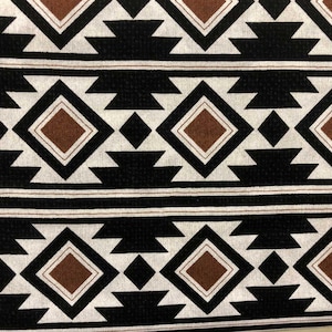 Boho Aztekiskt tyg Rostsvart Geo Sydvästlig Tribal Sydvästlig Quilting Klädtyg Bomullstyg t7/25