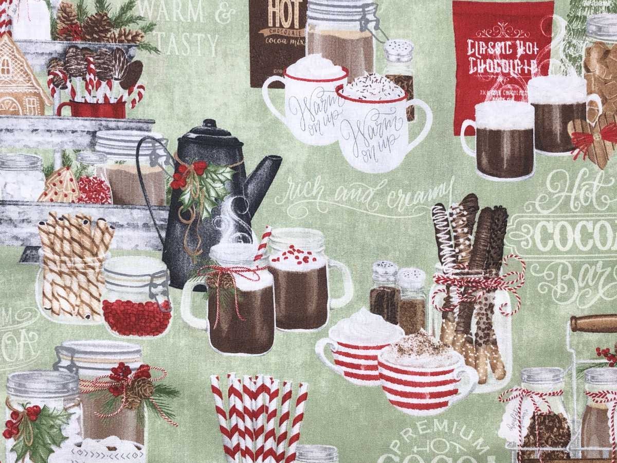 Fabric Hot Cocoa Fabric Warm up Winter Beverage Fabric Etsy