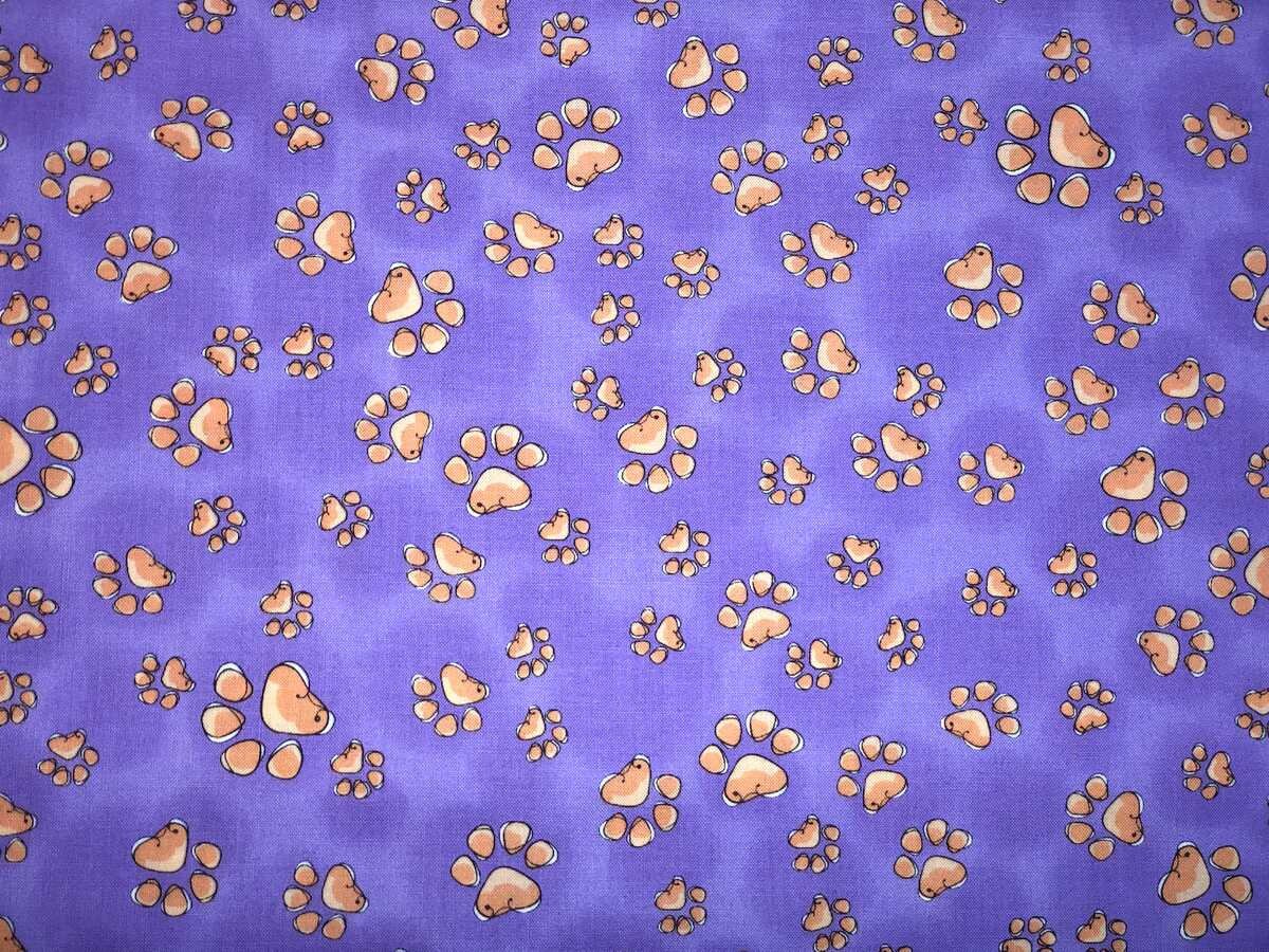 Cat Dog Paw Print Fabric Toss Pet Paws on Purple Fabric Joy Etsy