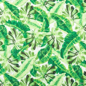 Green Palm Leaf Fabric Green Tropical Jungle Fern Leaves Fabric Banana Leaf Foliage Hawaiian Leaf Cotton Fabric a4/25