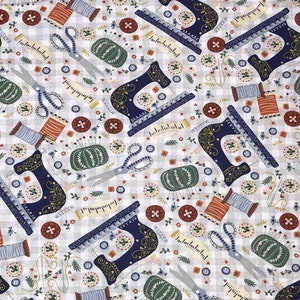 Sewing Machine Fabric Sewing Notions Check Fabric Scissors Thread Pin Cushion Cotton Fabric
