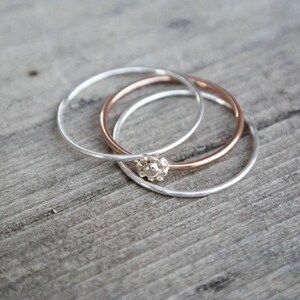 Daisy Flower Ring Stack Sterling Silver BOHO Skinny Stacking Rings ...