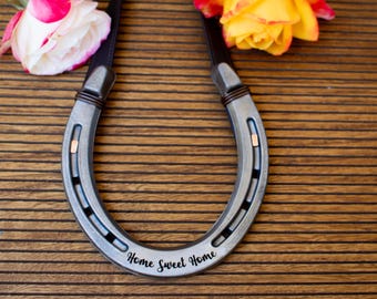 New Homeowner Gift Housewarming Gift Home Sweet Home Custom Engraved Lucky Horseshoe Real Estate Client Closing First Home New House Gift