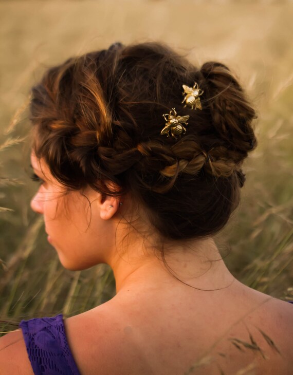 Bee Hair Clips Bee Hair Pin Gold Bumble Bee Bobby Pins Cute Etsy