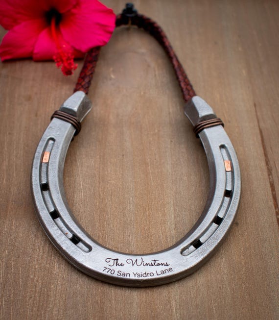 Custom Engraved Lucky Horseshoe  Custom Home Address New Homeowner  Housewarming Gift Real Estate Client Closing First Home New House Gift