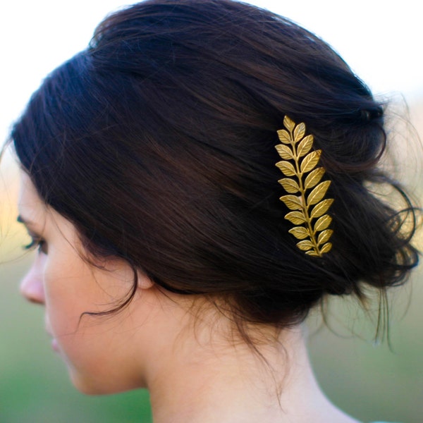 Greek Laurel Leaf Hair Pin Gold Grecian Laurel Leaf Bobby Pin Laurel Leaf Hair Clip Grecian Goddess Hair Barrette Woodland Boho Gift for Her