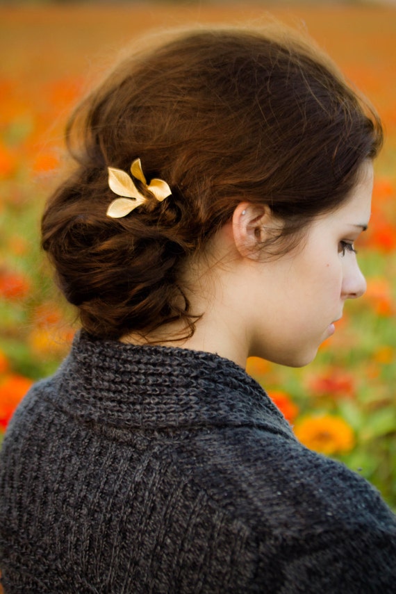 Hair Accessory Gold Leaf Hair Clip Barrette Fall Pin Clip Etsy