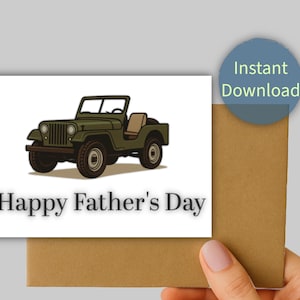 Father’s Day Jeep Card – Printable 5x7 Digital Card for Dad | Classic Off-Road Jeep Design