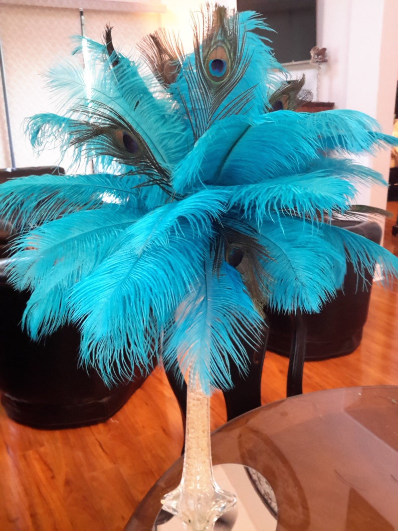 20 Ostrich Feather Peacock CenterpieceKit Etsy