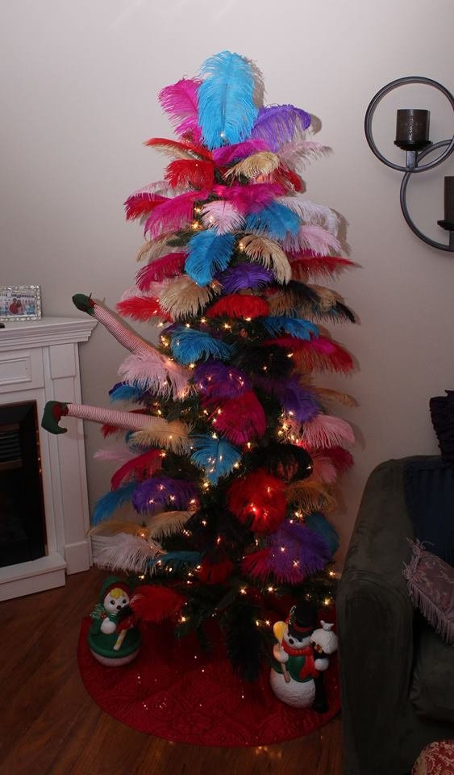 Ostrich Feather Decoration for Christmas Tree ADD Santa or Etsy