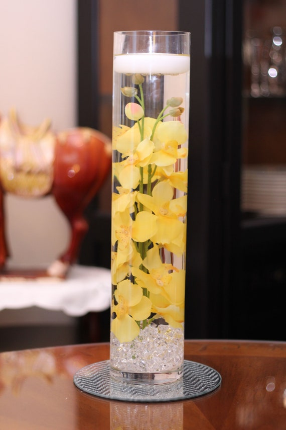 Floral Floating Candle Cylinder Vase W Mirror Choice Of Etsy