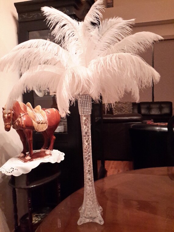 Ostrich Feather Eiffel Tower Centerpiece Clear Eiffel Tower Etsy