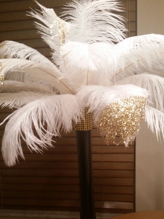 black and gold ostrich feathers