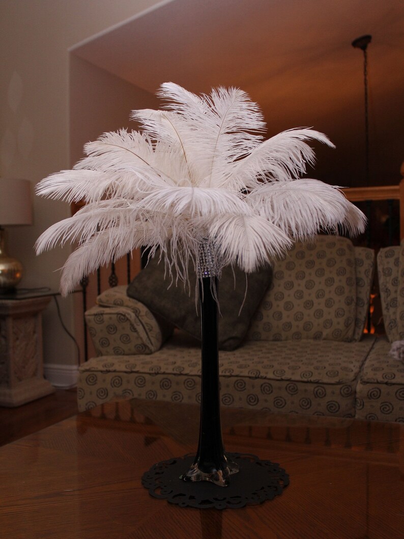 Ostrich Feather Centerpiece Black Eiffel Tower Bling Vase Etsy