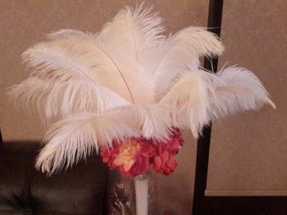 Floral Ostrich Feather Centerpiece 16 Eifflel Tower Etsy