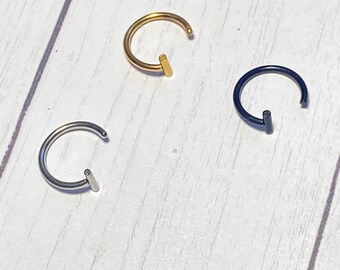 fake lip piercing, lip ring cuff, fake nose ring hoop, lip cuff gold silver black non-pierced