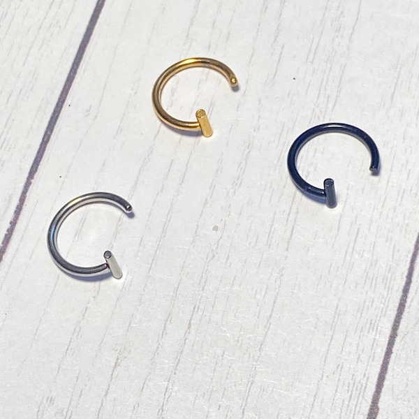 fake lip piercing, lip ring cuff, fake nose ring hoop, lip cuff gold silver black non-pierced