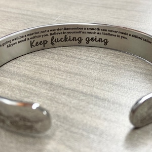 Keep fucking going bracelet gift for her gift for woman for encouragement and support during a hard time - never gift up statement jewelry