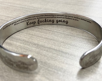 Keep fucking going bracelet gift for her gift for woman for encouragement and support during a hard time - never gift up statement jewelry