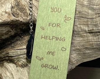 Bookmark for teacher, teacher gift.  Thank you gift for teacher - thank you for helping me grow, teacher gift under 20
