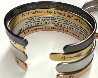 Not sisters by blood but sisters by heart, best friend jewelry, best friend bracelet, gift for bridesmaid, maid of honor gift, BFF present