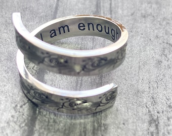 I am enough statement jewelry, gift for self or someone going through a hard time, motivational reminder, daily inspiration, ring for friend