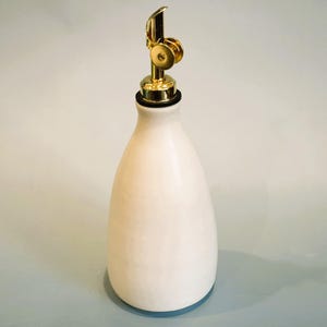 Olive Oil Bottle | Handmade Wheel-Thrown Pottery | Ceramic Oil Cruet | Porcelain with Clean White Glaze | Modern Kitchen Decor