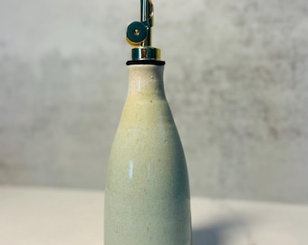 Ceramic Olive Oil Bottle: Cool Lagoon Cruet with Gold Pourer