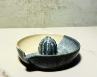 Hand-Thrown Ceramic Citrus Juicer | Rustic Gray Blue and White Glaze | Perfect Lemon Juicer for Kitchen | Functional Art