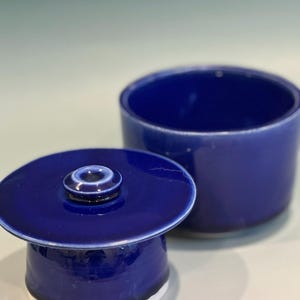 Ceramic Butter Crock - Handmade Wheel-Thrown | Cobalt Blue Glaze on Porcelain | Artisan Pottery | French Butter Keeper