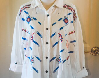 Vintage GW Division Of Graff Southwestern Style Button Down Top