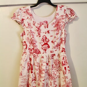 Vintage Inspired Alice in Wonderland Printed Babydoll Dress image 1