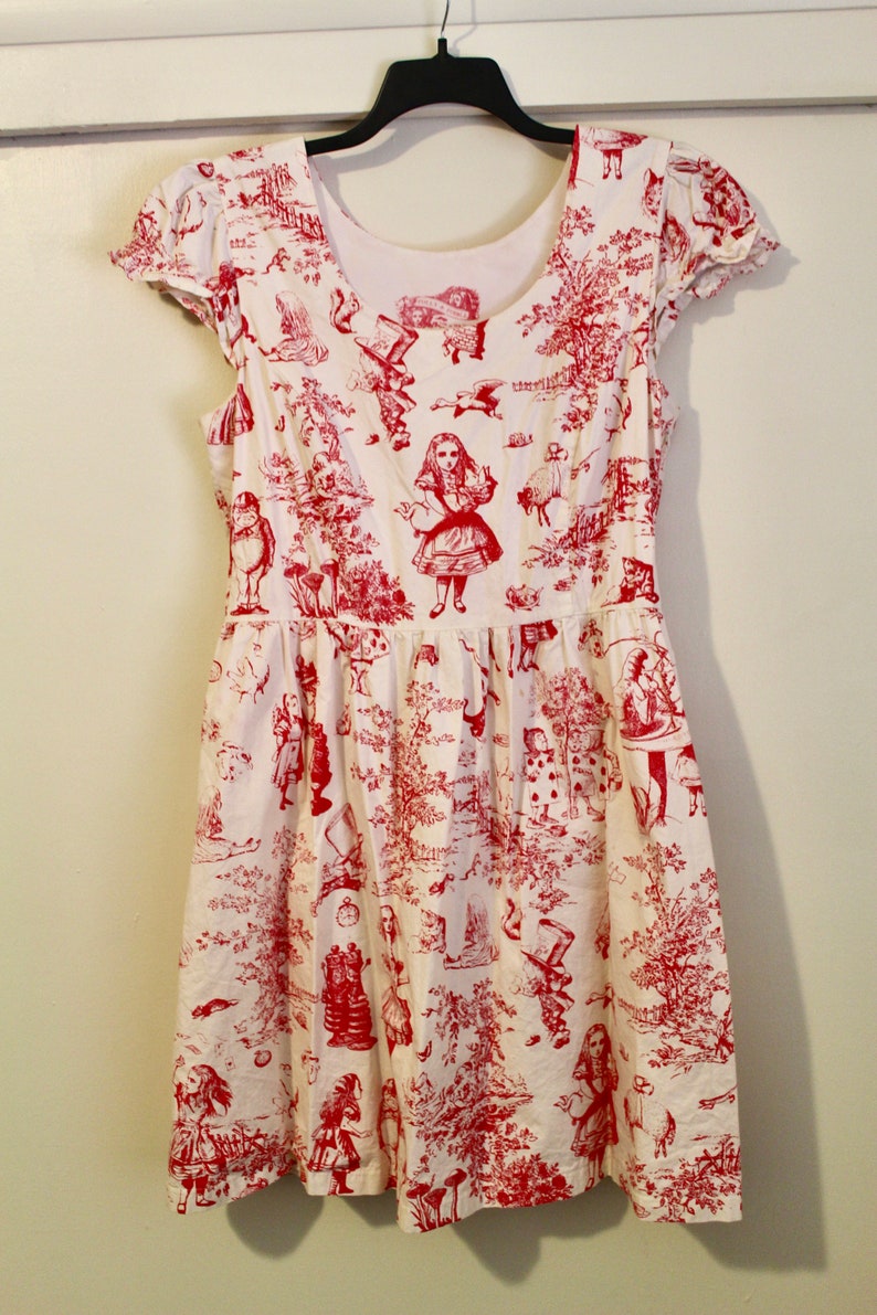 Vintage Inspired Alice in Wonderland Printed Babydoll Dress image 1