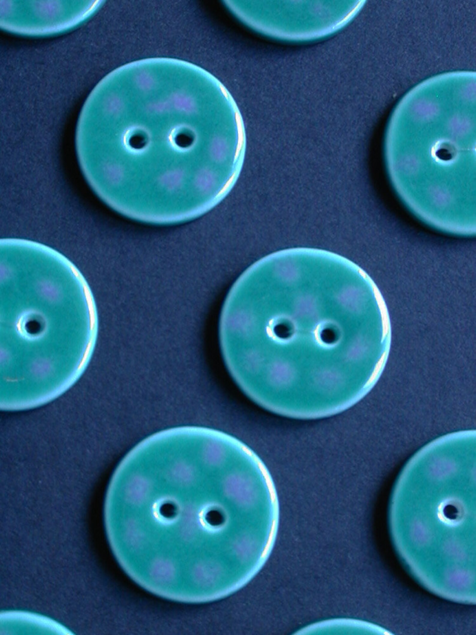 Set of 10 Small Porcelain Buttons Turquoise Glaze Background Etsy