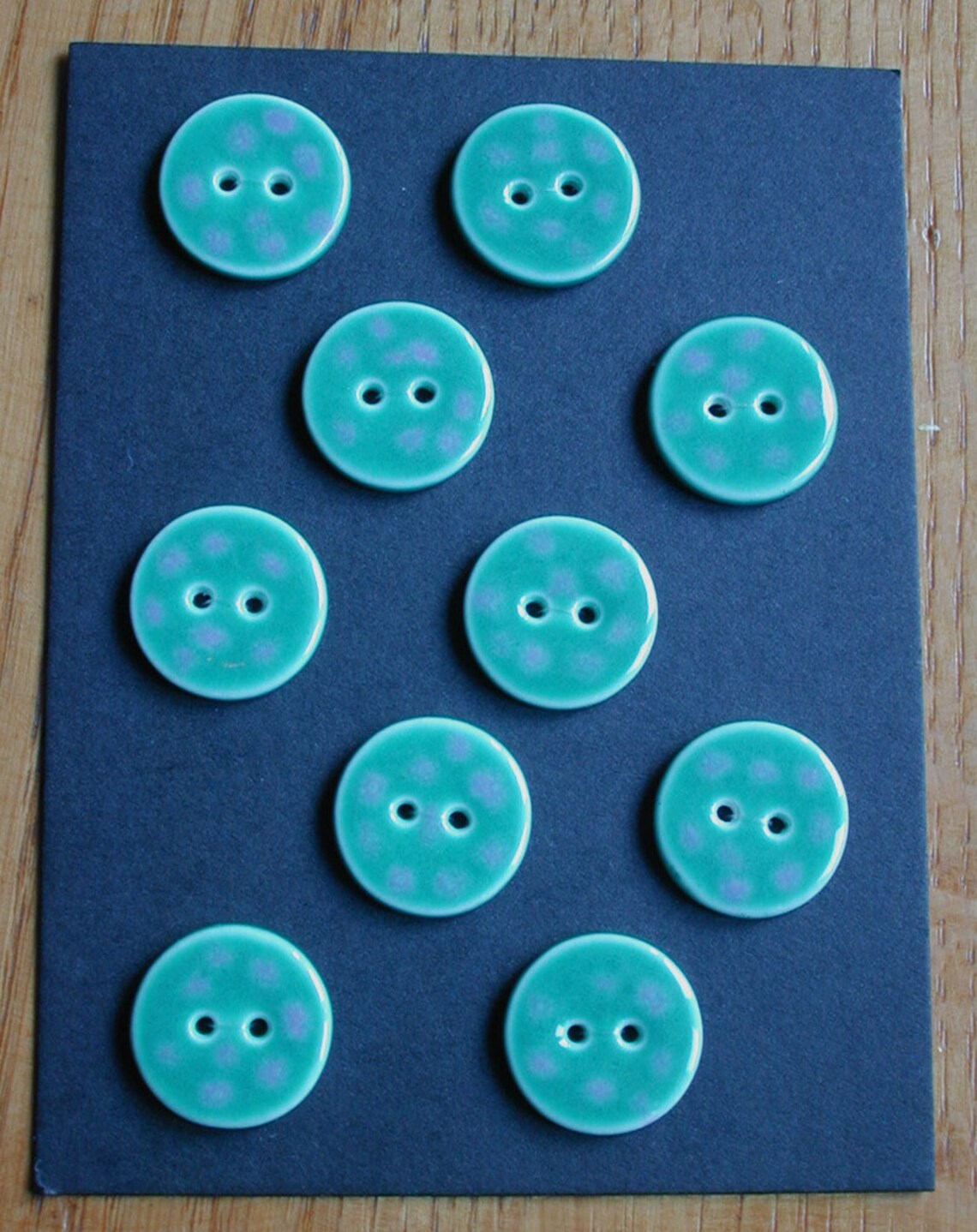 Set of 10 Small Porcelain Buttons Turquoise Glaze Background Etsy