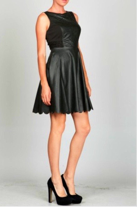 faux leather a line dress