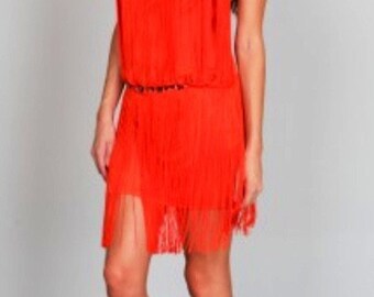 Beaded neck Fringe Dress